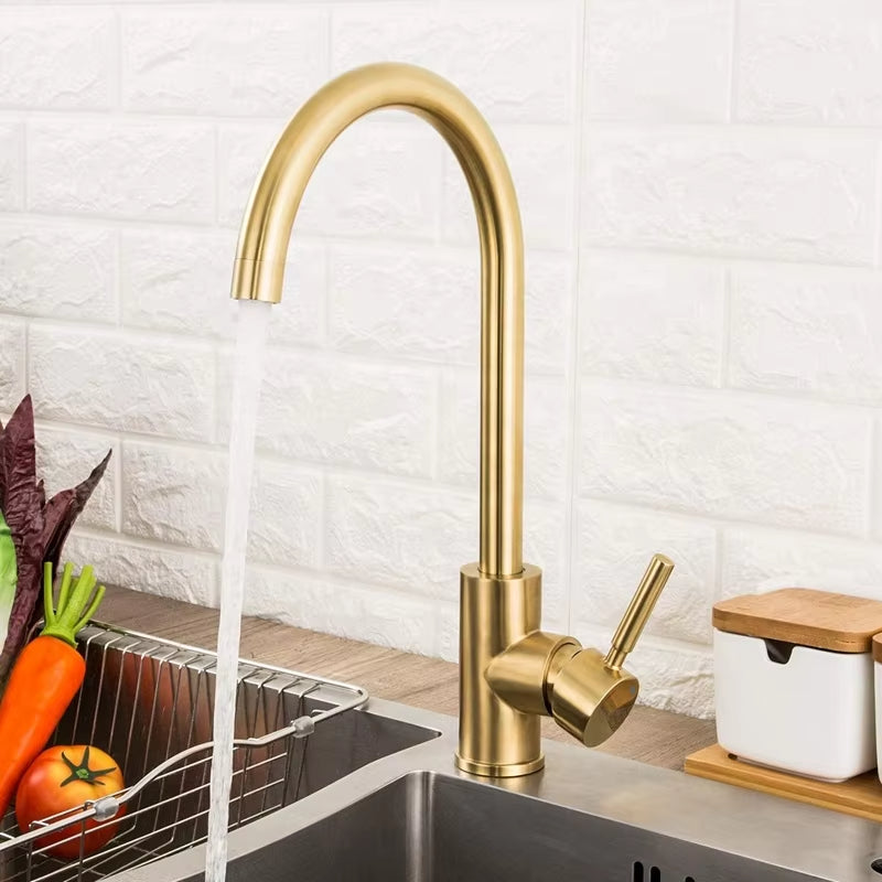 Kitchen Gold 304 Stainless Steel Vegetable And Dish Washing Household Faucet-5237