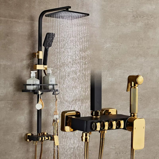 Wall Mounted Shower Cubicle With Square Handle And Spray Gun Shower Head-6239