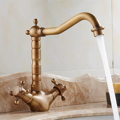 Bathroom Basin Double Handle Antique Faucet-7068