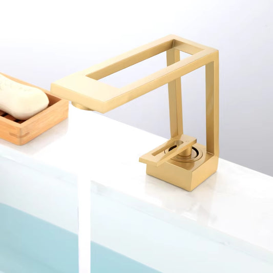 High-End Hollow Design Bathroom Basin Golden Faucet-7298
