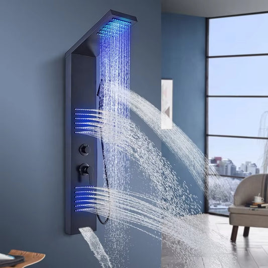 Shower Screen Column Set Tower Led Wall Mounted Stainless Steel Shower Column-6661MB