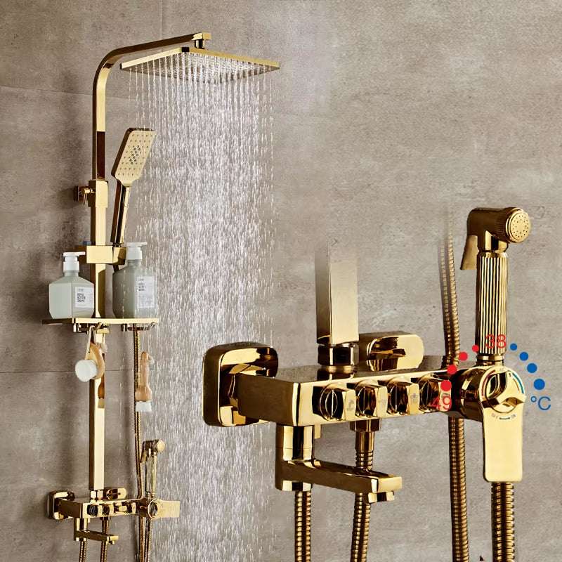 Thermostatic Shower Set Wall Mounted Round Handle With Spray Gun-6942