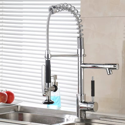 360 Degree Rotating Kitchen Countertop Double Spout Faucet-8347