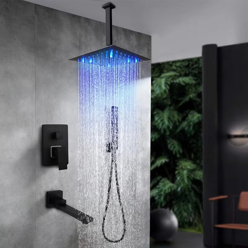 Luxury Bathroom Black Thermostatic Wall Mounted Shower Set-6011ML