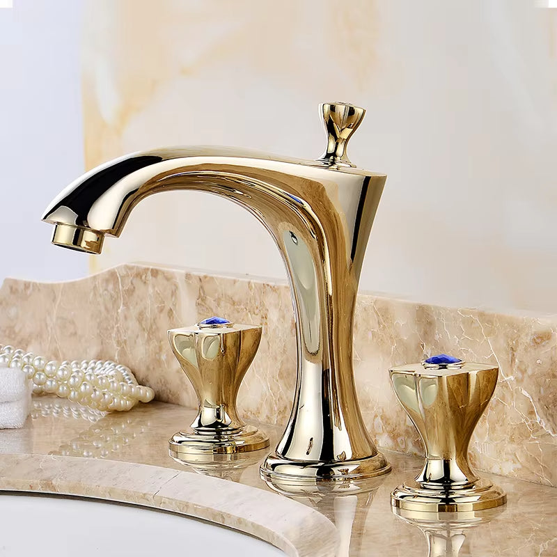 Bathroom Countertop Luxury 3 Hole Double Handle Faucet-7605