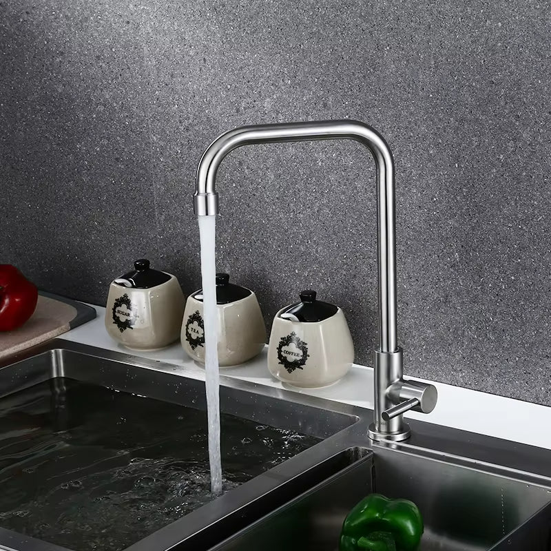 Simple Stainless Steel Bathroom Laundry Kitchen Hot And Cold Adjustable Faucet-5225