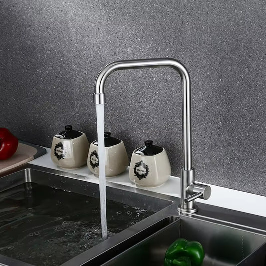 Simple Stainless Steel Bathroom Laundry Kitchen Hot And Cold Adjustable Faucet-5225