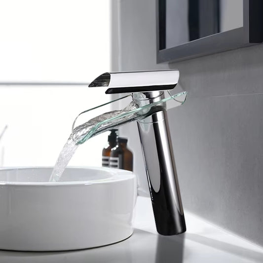 Bathroom Basin Glass Waterfall Hot And Cold Faucet-7262