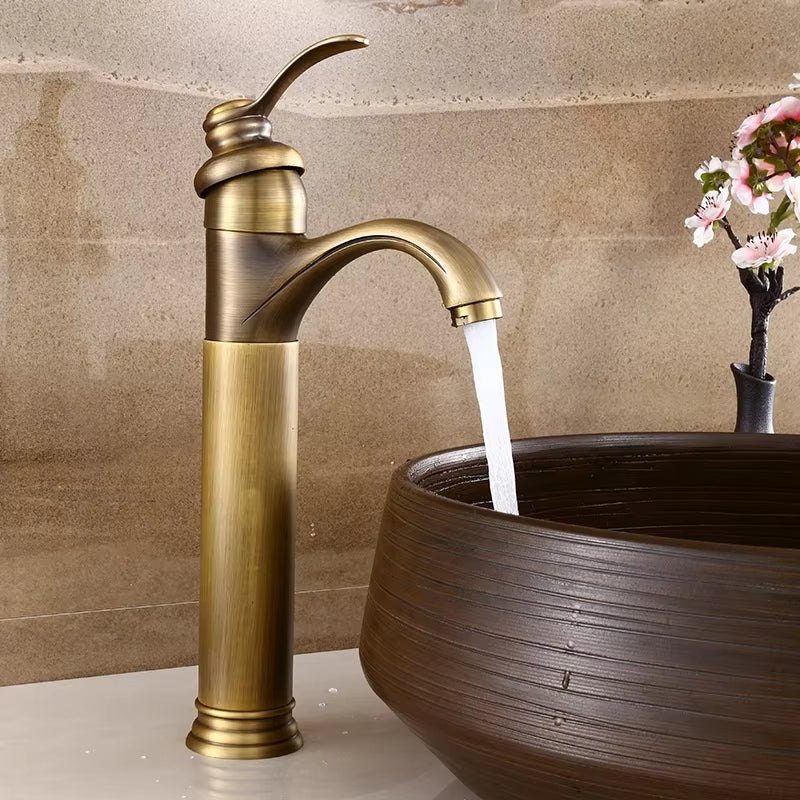 Antique Copper Bathroom Basin Hot And Cold Water Faucet-7061