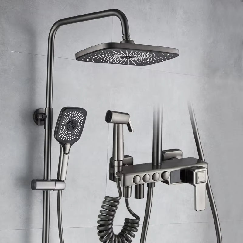 Simple Wall-Mounted Shower Kit With Hot And Cold Dual Control-6038GR