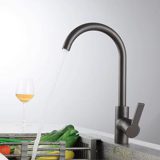 Premium Black Kitchen Sink Single Hole Handle Swivel Faucet-8418