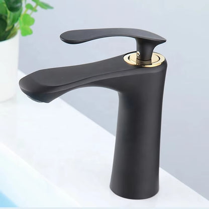 Elegant Black Single Handle Single Hole Basin Sink Hot And Cold Mixing Faucet-7058