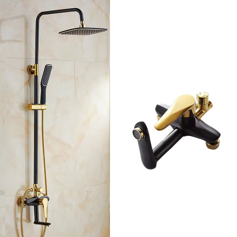 Simple Black Gold Constant Temperature Shower Room Shower Head-6224