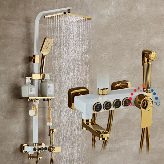 Intelligent Constant Temperature Shower Set With Booster Spray Gun-6929