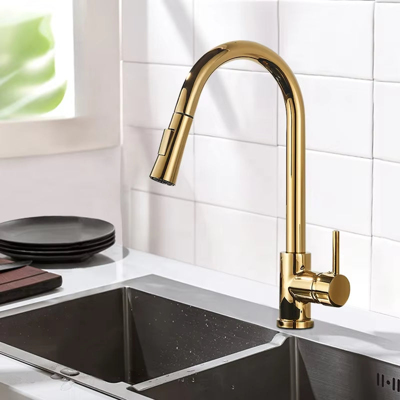 Golden Stretch Rotating Kitchen And Bathroom Hot And Cold Water Faucet-5342G