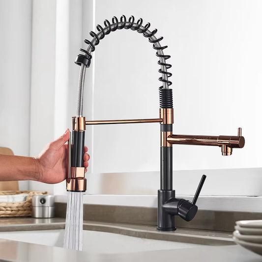 Spring-Loaded Hot And Cold Water Kitchen Sink Faucet-8588