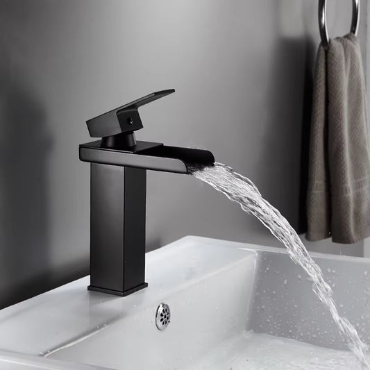 Black Waterfall Hot And Cold Counter Wash Face And Hand Wash Home Bathroom Faucet-5307