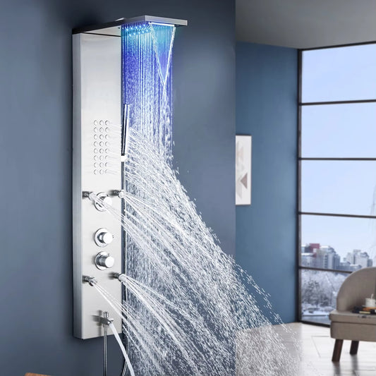Shower Screen Bathroom Wall Mounted Waterfall Shower Column Set Multifunctional Shower Screen-6671