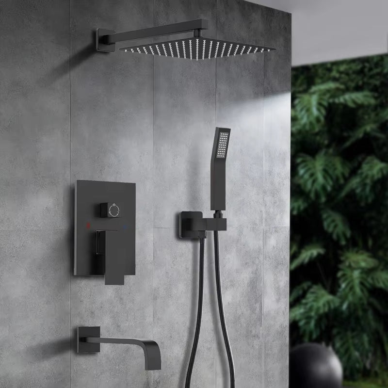 Wall Mounted Shower Set Black Luxury Brass Set Rain Shower Set-6547