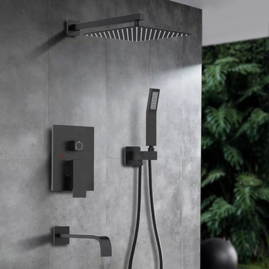 Wall Mounted Shower Set Black Luxury Brass Set Rain Shower Set-6547