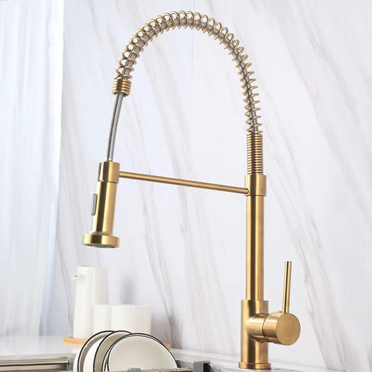 Spring-Loaded Single-Hole Handle 360-Degree Rotating Kitchen Faucet-8557