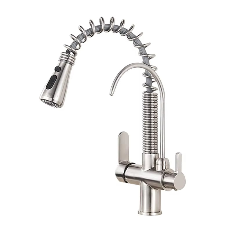Spring Loaded Kitchen Sink Faucet With Drinking Water-8589