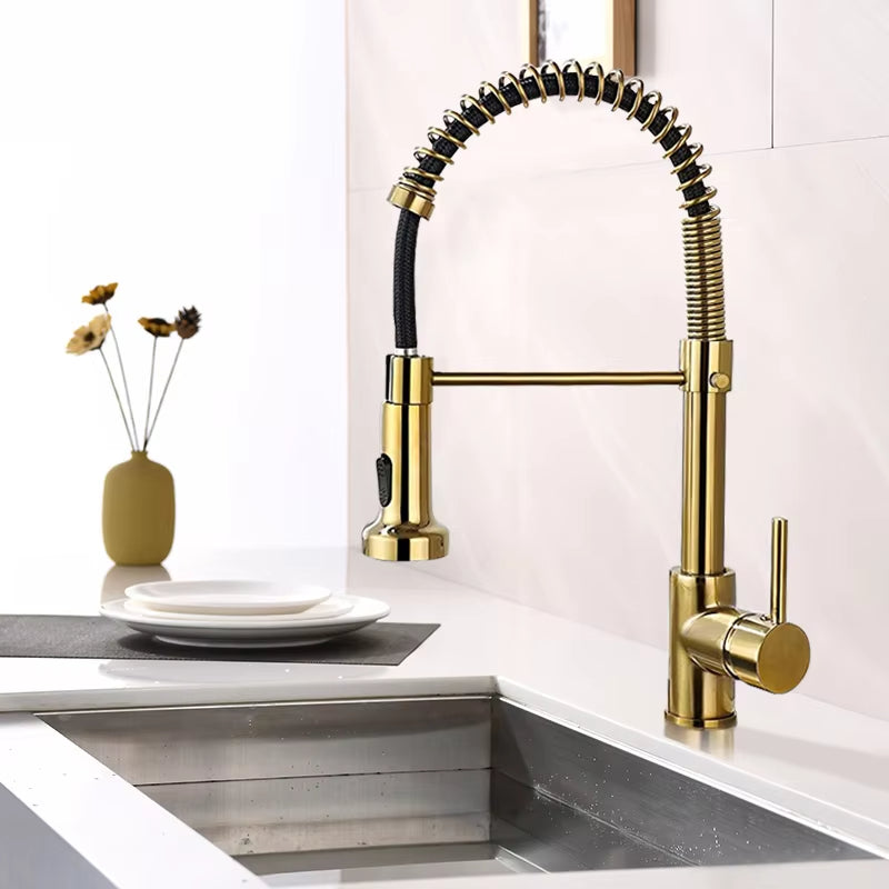 Spring-Type Single-Lever Pull-Out Kitchen Faucet-8537