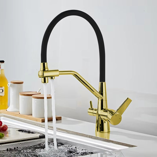 High-End Kitchen Sink Pull-Down Three-Way Double-Handle Faucet-8306