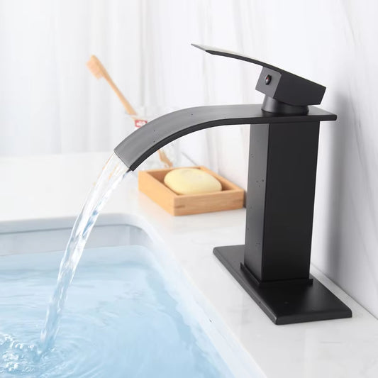 Bathroom Wash Basin Sink Waterfall Faucet With Base-7278