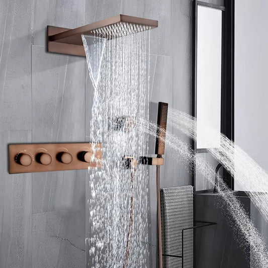 Wall Mounted Shower Set Bathroom Faucet Luxury Rain Style Antique Chrome Shower-6577