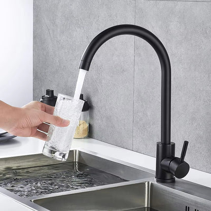 Modern Stainless Steel Kitchen Sink Single Handle Faucet
