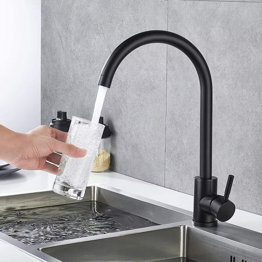 Modern Stainless Steel Kitchen Sink Single Handle Faucet