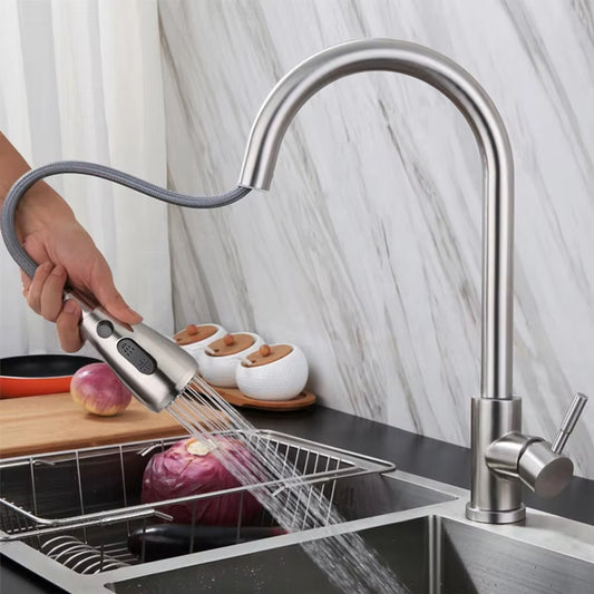 Modern Kitchen Pull Out Stainless Steel Sink Faucet-8424