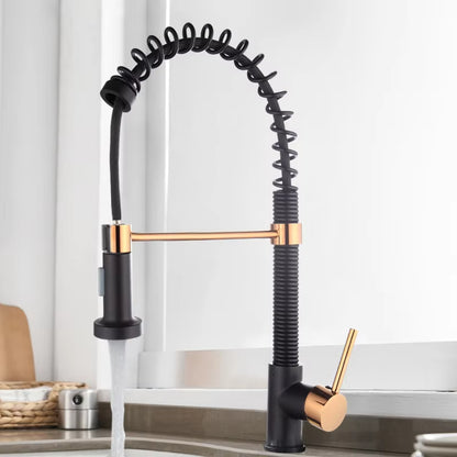Spring Loaded Hot And Cold Water Kitchen Sink Pull Down Faucet-8591