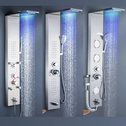 Stainless Steel Waterfall Shower Column Set Wall Mounted Massage Body Spray Head Led Shower Screen-6669