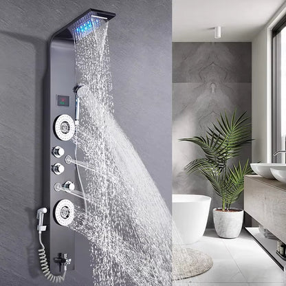 Shower Column Set Led Waterfall Shower Panel Bathroom Wall Mounted-6667