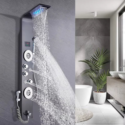Shower Column Set Led Waterfall Shower Panel Bathroom Wall Mounted-6667