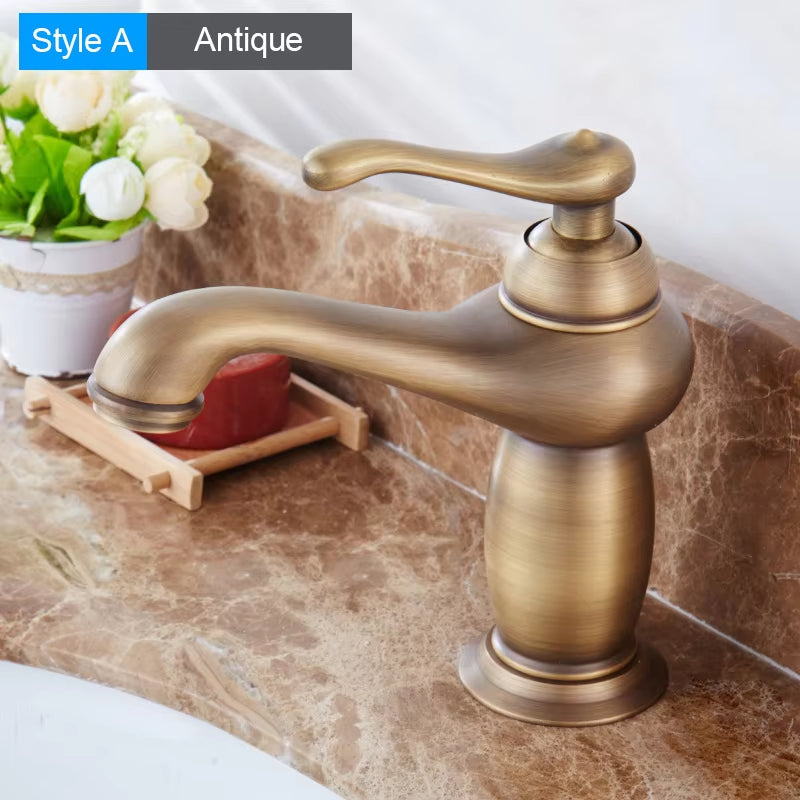 Elegant Design Bathroom Washbasin Gold Single Handle Faucet-7092