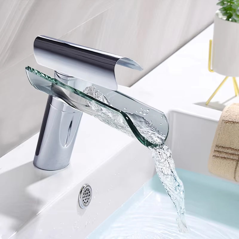 Bathroom Basin Glass Waterfall Hot And Cold Faucet-7262