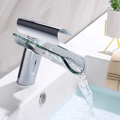 Bathroom Basin Glass Waterfall Hot And Cold Faucet-7262