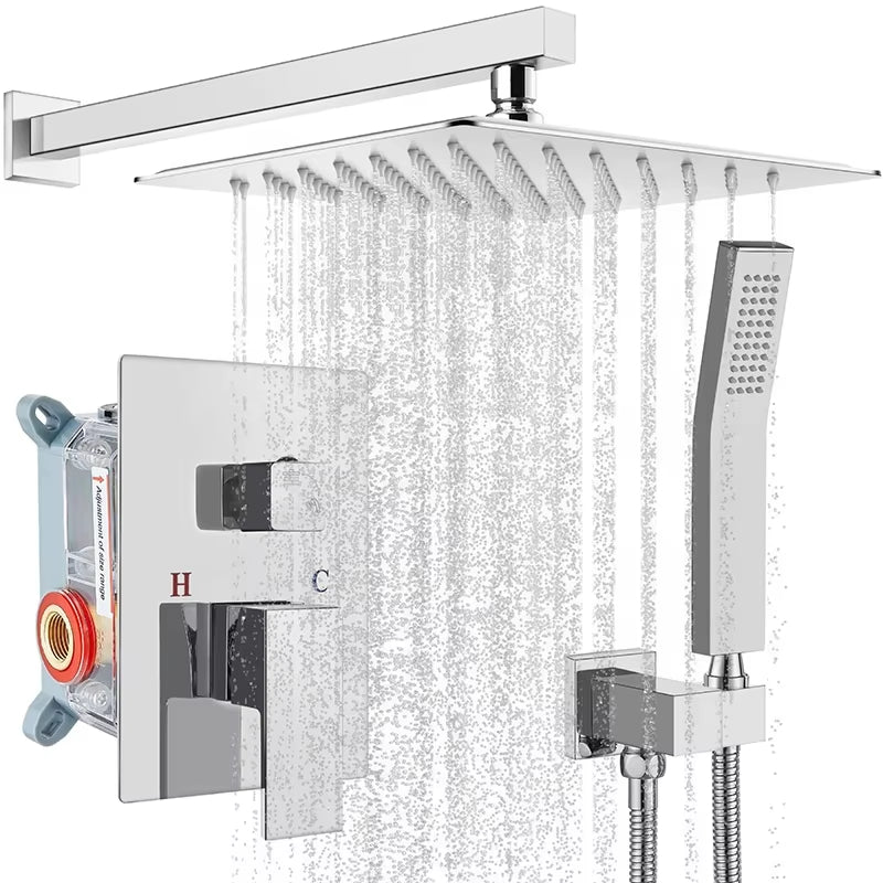 Wall Mounted Rain Shower Faucet Set Brass Bathroom Waterfall System Wall Mounted Shower Set-6530BG