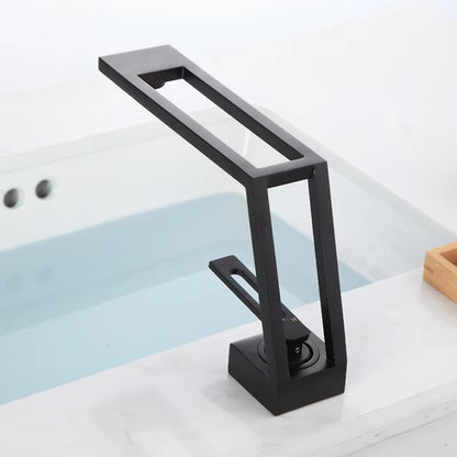 High-End Hollow Design Bathroom Basin Black Faucet-7297