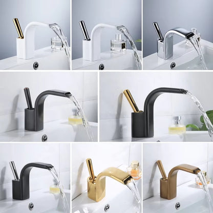 Basin Waterfall Faucet With Unique Handle Design-7235