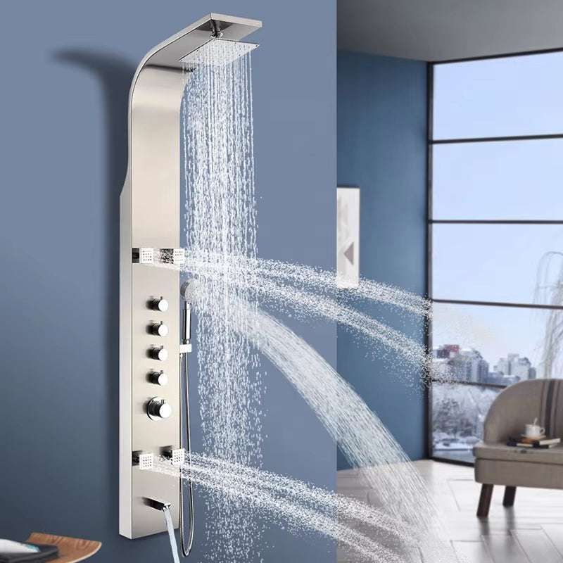 Shower Column Set Wall Mounted Stainless Steel Tower Massage Body Spray Shower Panel-6665