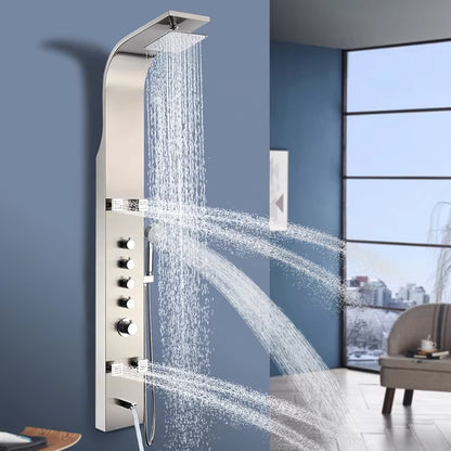 Shower Column Set Wall Mounted Stainless Steel Tower Massage Body Spray Shower Panel-6665