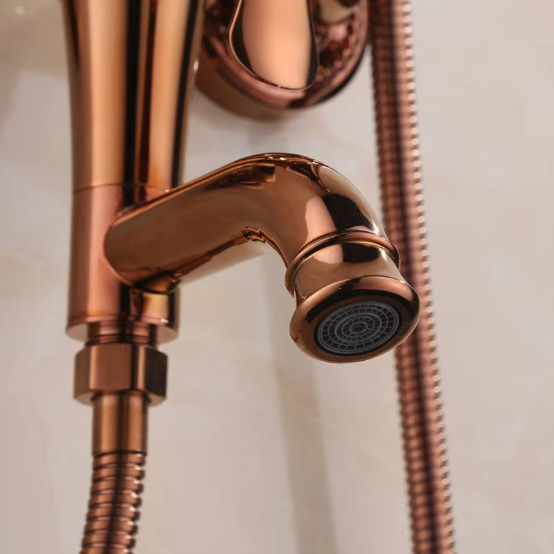Contemporary Rose Gold Antique Mixer Shower-6220