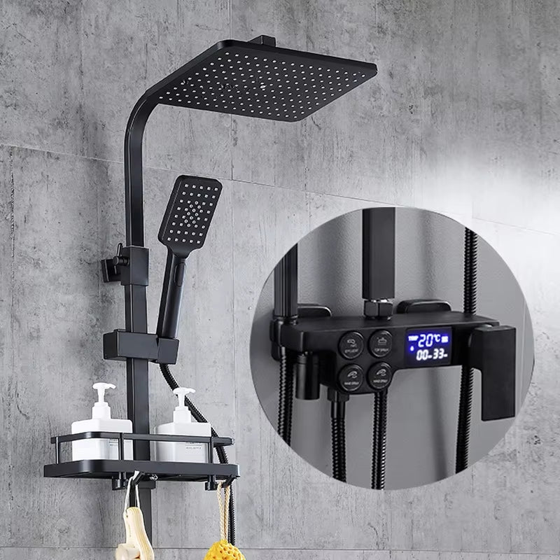 Black Simple Wall Mounted Shower Room Universal Bathing Set-6017MB