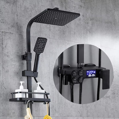 Black Simple Wall Mounted Shower Room Universal Bathing Set-6017MB