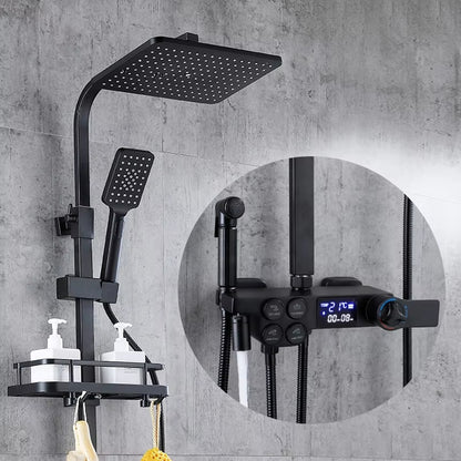Bathroom Rain Shower High-Grade Black Wall-Mounted Brass Shower Head-6117MB