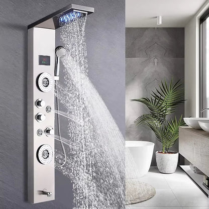 Shower Panel Tower Massage Shower Head Led Waterfall Shower Column Set-6657